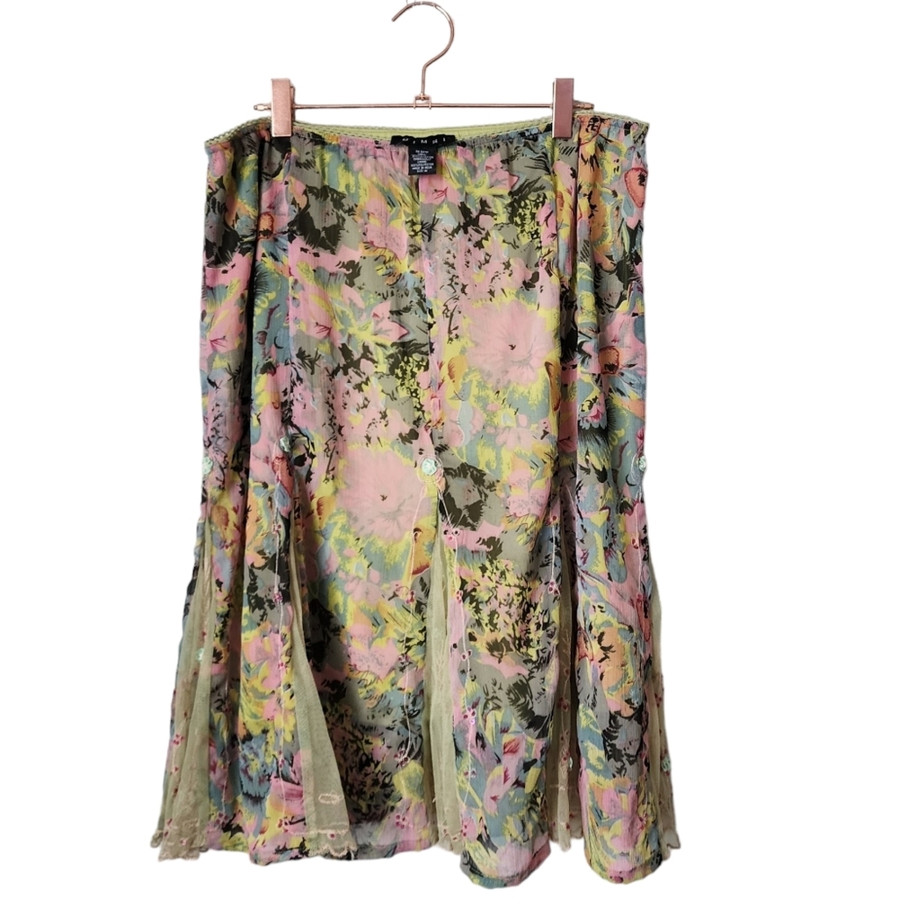 DIMRI x Y2K boho lace paisley cottagecore boho‎ floral midi skirt size M